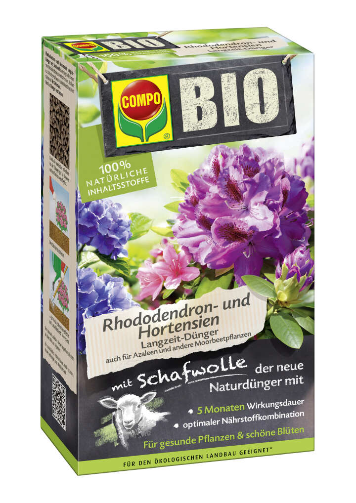 COMPO BIO Rhododendron+Hortensien Langzeit-Dünger mit Schafwolle
